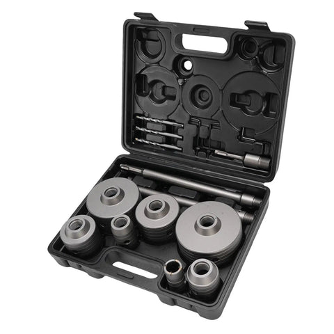 Heavy Duty Hole Saw Set For Concrete Wall Drilling With Efficient Tungsten Steel Bits And Dust Ventilation System Perfect For Installing Pipes Air Conditioners And Electrical Works On Cement Or Red Brick Surfaces. 7-piece case set with tungsten steel hole saws