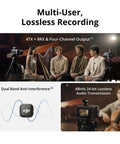 Image showcasing All Day Wireless Lavalier Mic System With 2 TX 1 RX And Charging Case for high-quality multi-user recording.