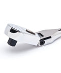 One Quarter Inch Drive 120XP Teardrop Flex Head Ratchet With Three Degree Swing Dual 60 Tooth Pawls for 120 Positions, side view.