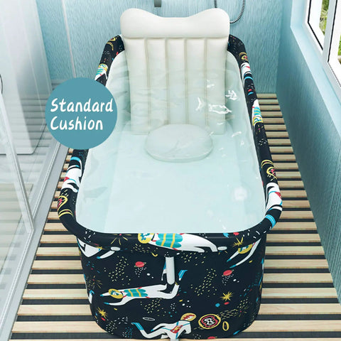 Portable Foldable Bathtub Kit For Adults Easy Setup Soaking Bath Tub Space Saving Standing Spa Tub with Standard Cushion