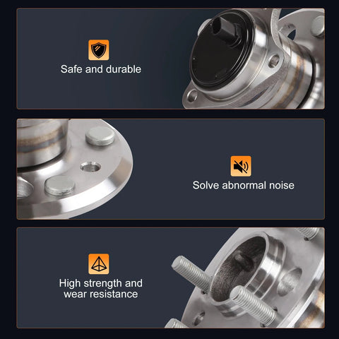 Rear Right Wheel Hub And Bearing Assembly With ABS OEM Style Replacement For 2002 2003 Lexus ES300 2007 2012 ES350 2002 2011 Toyota Camry 2005 2012 Avalon 5 Lug showing smooth metal finish, bolt holes, and ABS socket.