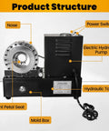 Heavy Duty 110V Electric Hydraulic Hose Crimper With Nine Premium Steel Dies for easy fitting work, showcasing product structure and components.