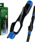 Grip Trainer For Golfers Right Hand Swing Training Aid Attaches To Most Golf Clubs Blue with box and grip detail
