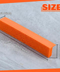 Six Inch Magnetic Vise Jaw Covers With Rock Solid Waffle Grip And Powerful Embedded Magnets For No Slip Clamping on textured orange rubber.