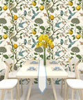 Dining room with Blue Bird Peel And Stick Wallpaper With Fresh Lemon Tree Pattern Self Adhesive And Removable Waterproof Prepasted Contact Paper For Walls 17.7In By 9.8Ft Matte Textured Finish And Repositionable