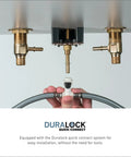 Duralock quick-connect system under Eva Chrome Transitional Two-Handle High-Arc Widespread Bathroom Faucet installation
