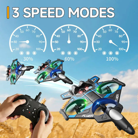Foam RC Airplane With LED Lights Dope Jet Fighter Style 360 Degree Flip And Stunt Roll 2.4GHz Remote Control Plane flying over field