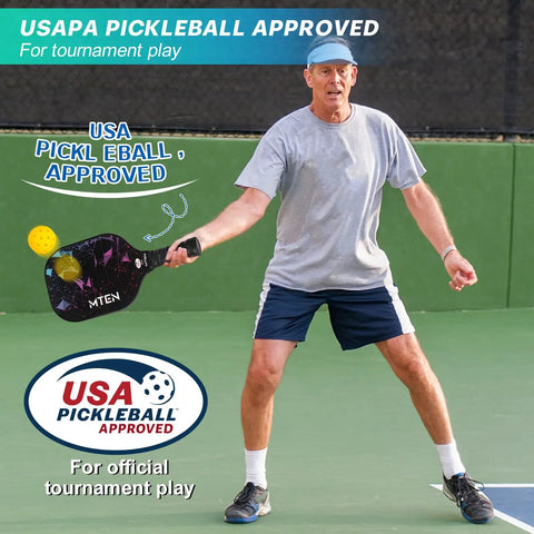Playing with Two Paddle Pickleball Set With USAPA Approval Includes Balls Bag And Grip Tapes Pro Grade Fiberglass Paddles