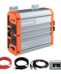 2000W True Sine Wave Inverter for 12V to 110 and 120V off grid power RV ready with remote, AC outlets, USB C, cables, display