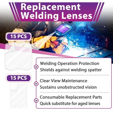 Replacement Front And Inner Lens Covers Set 271320 And 271319 For Welding Helmets, Pro Grade Durable PC Shields, Impact Resistant, Snug Fit, 30 Piece Kit To Keep Your View Clear And Welds Safe on welding helmet