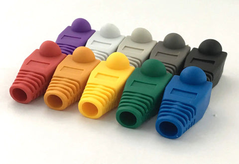 RJ45 Ethernet Cable Boots Kit With Mixed Color Options strain relief plug covers to shield connectors from dust moisture oxidation