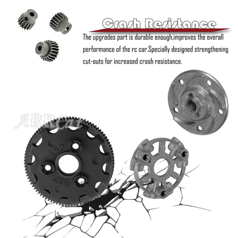 Beefed Up 90T 48P Spur Gear Kit With 17T 19T 21T Pinions And Slipper Clutch Upgrade For One Tenth Slash Rustler Stampede Bandit 2WD VXL RC Trucks