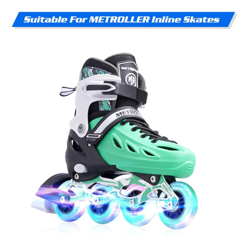 Inline skate with 8 Pack 70mm Light Up Inline Skate Wheels With ABEC 7 Bearings 82A Hardness For Indoor Outdoor Replacement Roller Blade Wheels No Tool Required Great For Park And Street Skating Easy To Install highlighted