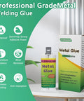 Heavy Duty Workhorse Metal Repair Epoxy Glue 1.76 Oz Waterproof Two Part Bond with bottle and box on display