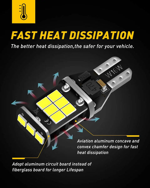 912 921 LED Bulbs For Backup Lights Ultra Bright 6000K with fast heat dissipation design and aluminum circuit board