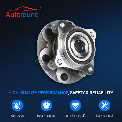 Six Lug Front Wheel Bearing And Hub Assembly For Toyota Tacoma 2005 To 2021 4WD 4Runner 2003 To 2021 FJ Cruiser 2007 To 2014 GX470 2003 To 2009 GX460 2010 To 2021 With ABS Front Left And Right Replacement, displaying corrosion resistance feature.