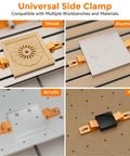 Cool Glomora 2Pcs Aluminum Tiger Claw Side Clamps For 3018 Pro Ultra CNC Machine securing wood, aluminum, acrylic, and ABS on T track.