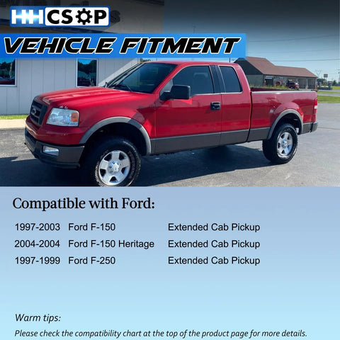Red Ford F-150 Extended Cab Pickup compatible with Rear Left Driver Side Door Lock Latch And Cable Assembly Replacement For F150 F250 Extended Cab Pickup 1997 1998 1999 2000 2001 2002 2003 2004 Bolt On Easy Install OEM Grade Heavy Duty Repair OE 6L3Z-18264A27-A