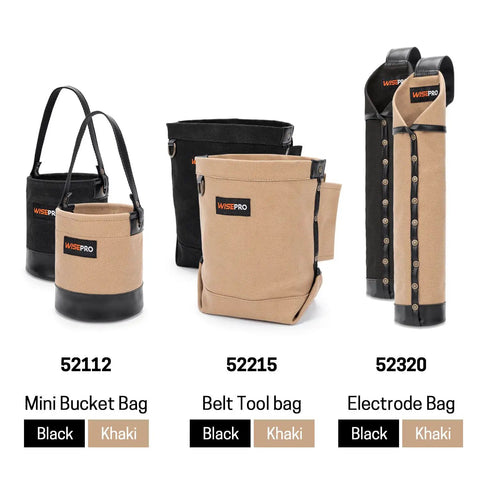 Flame Resistant Welding Rod Bag And Leather Electrode Holder With Belt Loops And Rivets, Built Tough Canvas Pouch Display