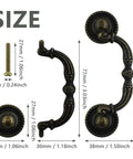 Two Pack 3 Inch Bronze Vintage Antique Style Drawer Pull Handles For Cabinets Dressers Cupboards And Wardrobes shown with dimensions