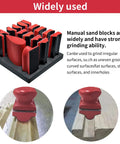 No Fuss Hand Sanding Block Set Of 16 With Hella Durable Foam Pads and Fast Hook And Loop Attachment For Smooth Furniture Refinishing Auto Scratch Removal And Sharp Craft Jobs Delivered In Vibrant Red, showing various shapes.