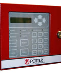 Heavy Duty LCD Remote Annunciator For Fire Alarm Releasing Panel With Sleek 2X16 Display Providing Crystal Clear System Status Readouts And Rock Solid Reliability Without Any BS Hassles RA-6075R in red enclosure with keypad.
