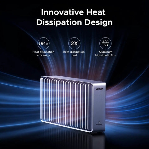 Beast Mode M.2 NVMe SSD Enclosure With 80Gbps Thunderbolt Ports showcases innovative heat dissipation design with aluminum fins.