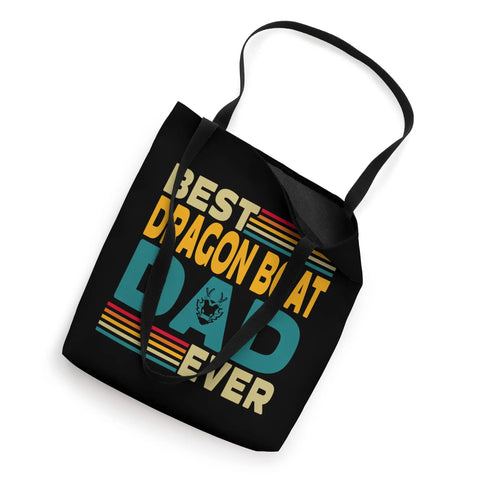 Dragon Boat Racing Tote Bag For Paddlers And Crew, Durable Canvas Carryall For Gear, black with "Best Dragon Boat Dad Ever" text
