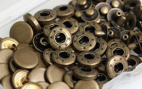 Heavy Duty Leather Snap Fasteners Kit With 24 Sets 15mm Antique Brass Metal Snap Buttons Press Studs Rivets And 4 Setter Tools
