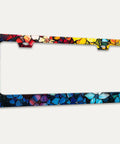 Dope Stainless Steel License Plate Frame With Marble Flower Floral Pattern Colorful Design 6x12 Inch Universal Car Frame Two Hole With Screws Heavy Duty Auto Accessory Bracket For All US Cars