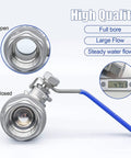 Open and closed view of Beefy Full Port 1 Inch Stainless Steel Ball Valve With Long Handle MNPT To FNPT Heavy Duty Shut Off 304 stainless
