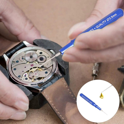Pro Grade Watch Oil Pen Tool for Precision Lubrication used on mechanical watch gear maintenance