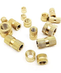 Knurled Threaded Inserts In Solid Brass M1.6 Through M5 For 3D Printer Builds Hot Melt Thread Insertion And Injection Molding 10 Or 25 Piece Pack