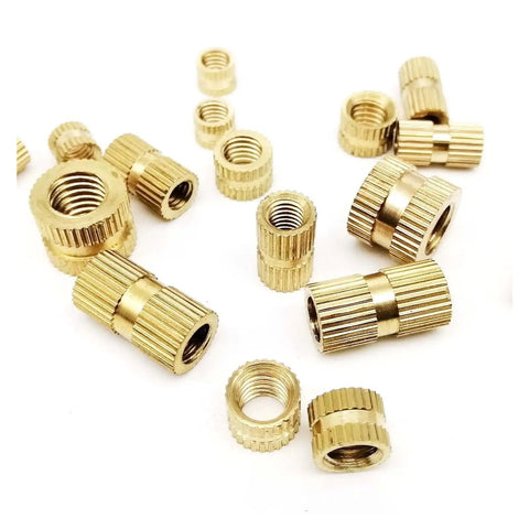 Knurled Threaded Inserts In Solid Brass M1.6 Through M5 For 3D Printer Builds Hot Melt Thread Insertion And Injection Molding 10 Or 25 Piece Pack
