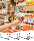 Close-up of retail display using 4 Inch Grid Wall Hooks Set 25 Pcs Stainless Steel Grid Panel Hangers for wall mount storage, black.