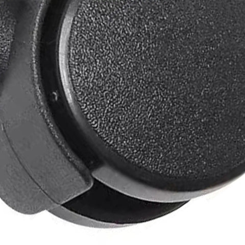 Close-up of polyurethane tread on heavy duty swivel caster wheels with two brakes for workbenches and furniture