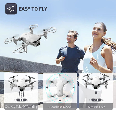 Compact Drone With 1080P HD Camera For Kid And Adult Friendly Live Video RC Quadcopter Altitude Hold Waypoints, gray, outdoors.