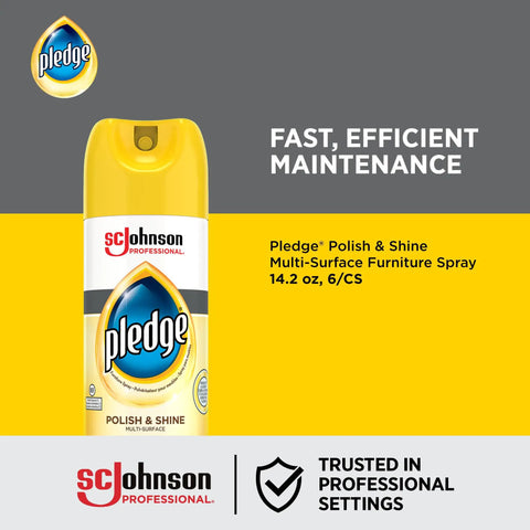 Pro Grade Furniture Polish Spray With Zesty Lemon Scent Bulk Six Pack Aerosol Cleaner For Sealed Wood And Hard Surfaces Killer Shine Work Ready Formula For Everyday Hustle Clean, 14.2 oz can.