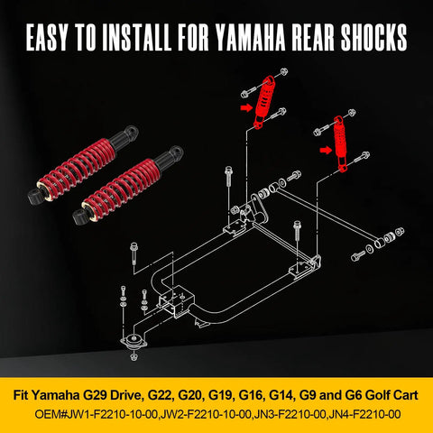 Beefed Up Heavy Duty Rear Shock With Spring For Golf Cart 14 Inch Extended Length Fits G29 Drive G22 G20 G19 G16 G14 G9 G6 Gas