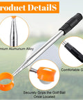 Telescopic Golf Ball Retriever 12Ft Aluminum Alloy Water Ready Ball Grabber With Two Sided Head, close-up of head and grip details.