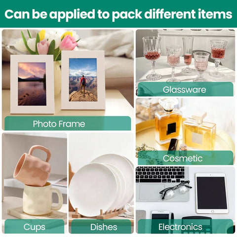 Moving Day Dish Packing Kit With 560 Foam Pouches And 80 Foam Board Sheets for photo frames, glassware, cosmetics, cups, dishes, electronics