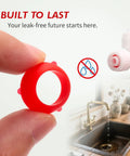 10 Pack Straight Up Heavy Duty Silicone Swivel Seals Replacing 16435 For RV Freshwater Lines Using 1/2 Inch PEX Valve Washers To Nail Every Leak For A No Sweat Shower Fix With Top Shelf Durability, red silicone seal held between fingers.