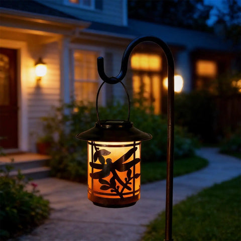 Outdoor Solar Lantern Dragonfly Metal Light Waterproof Garden Decor For Patio Courtyard Tabletop LED Night Ambiance
