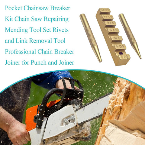Pocket Chainsaw Breaker Kit 3 In 1 Chain Saw Repair Tool Set with rivet and link removal tools and chainsaw in action