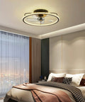 20 Inch Low Profile Ceiling Fan With Lights And Remote Dope Black Finish Modern Ceiling Fan in bedroom setting