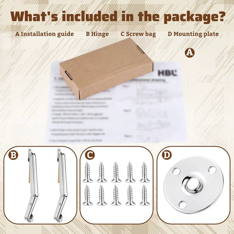 2 Pack 150N Gas Struts Hinges For Heavy Lids Stainless Steel Hydraulic Support Any Angle Stop package contents