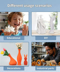 Different usage scenarios for High Speed PLA 3D Printing Filament, featuring educational, DIY, decorations, and industrial parts.