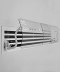 Adjustable AC Air Deflector Grille, Extends From 24 To 43 Inches, 360 Degree Rotatable Vent Shield, Clear Transparent Design installed