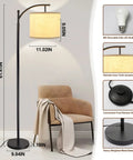 Arc Floor Lamp With Lantern Shade For Farmhouse Style Living Room And Bedroom, Tall Industrial Reading Light With Black Finish