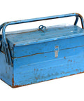 Blue toolbox secured with 4 Pack Metal Spring Latch Draw Latch Cabinet Door Hardware with Easy Install and Versatile Use, Silver Finish